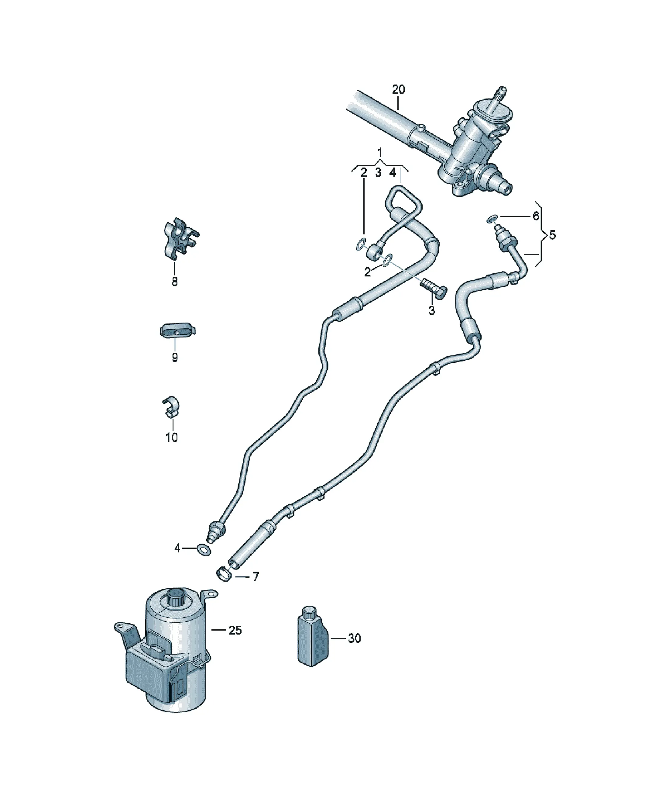 Power steering hose system diagram