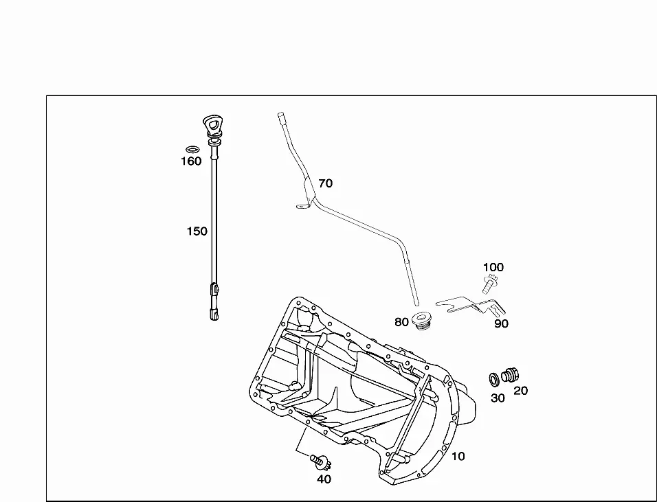 Oil pan and oil dipstick diagram
