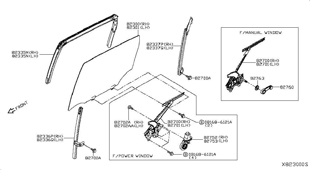 Rear Door Window and Regulator diagram