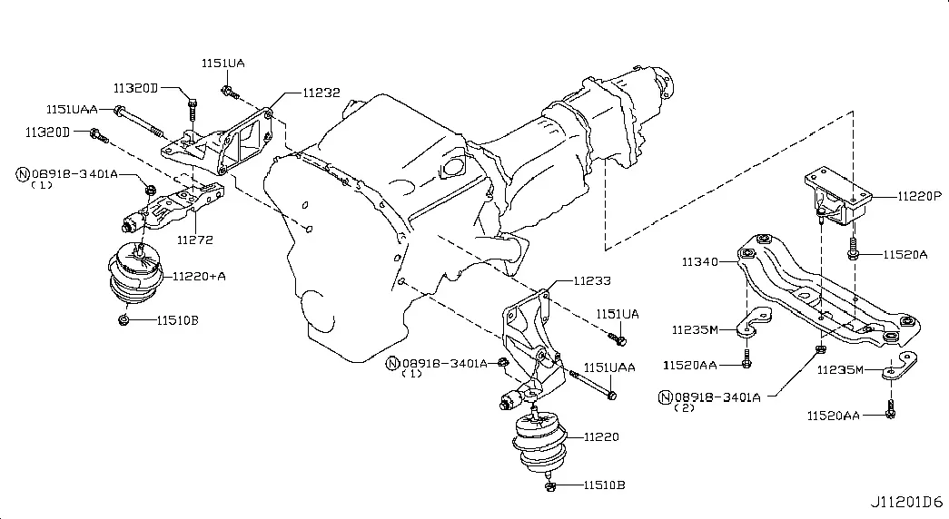 Engine and Transmission Mounts diagram