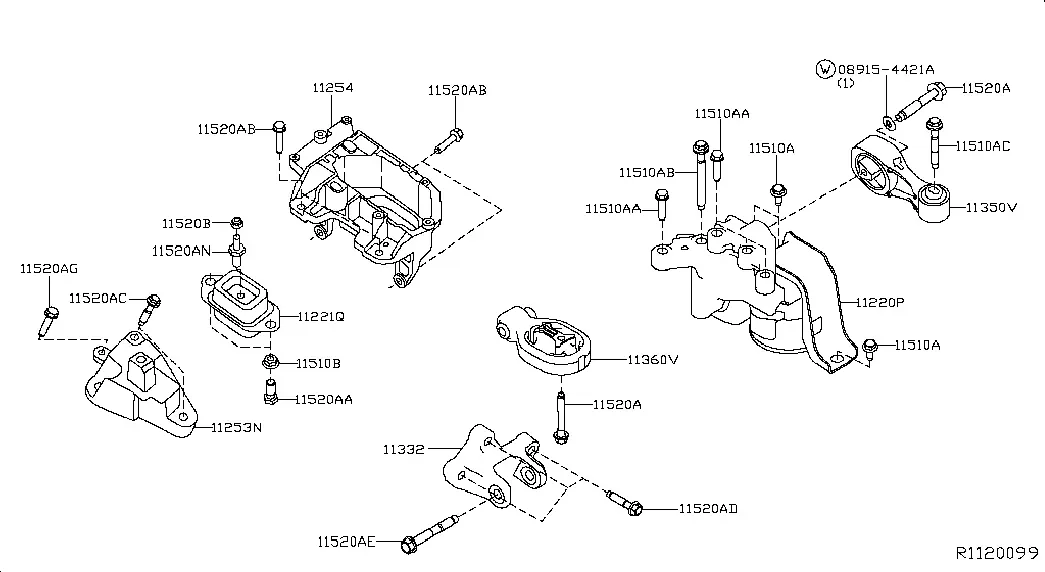 Engine and Transmission Mounts diagram