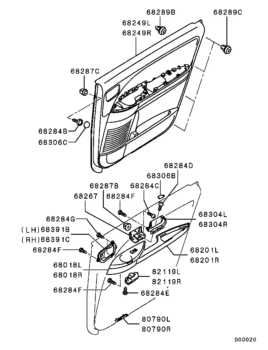 Rear Door Trim and Handles diagram