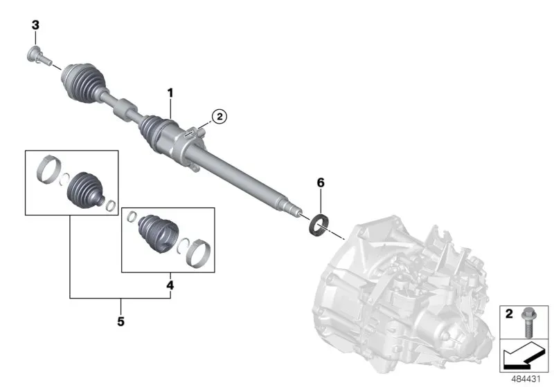 Front right drive shaft diagram