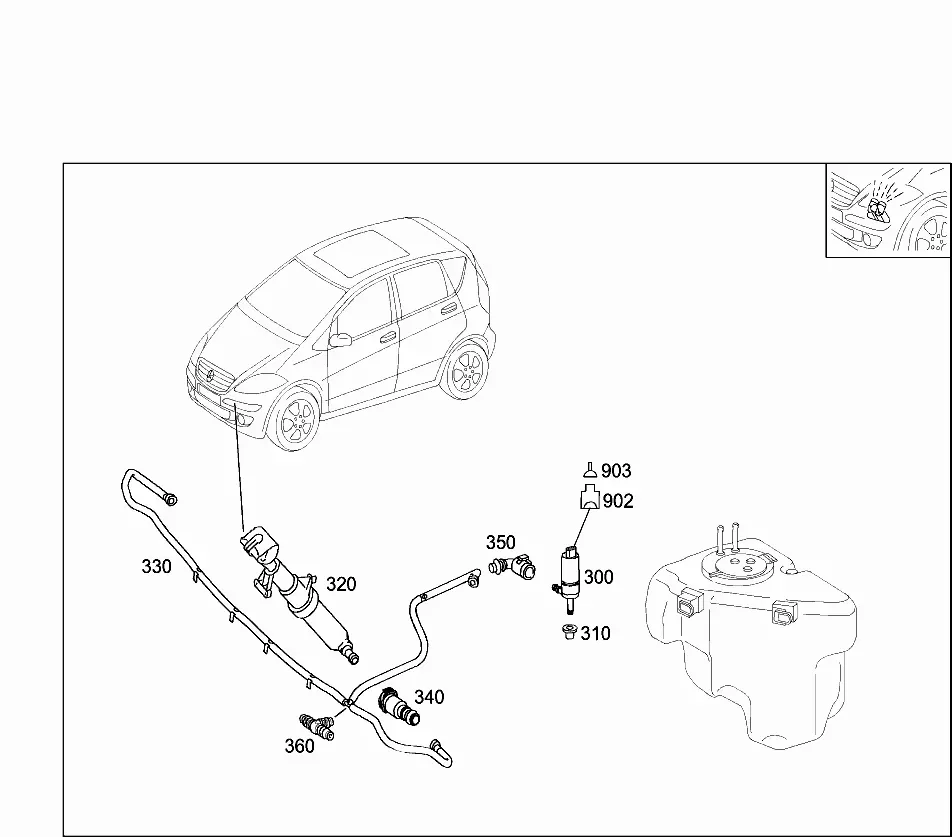 Headlamp washer system diagram