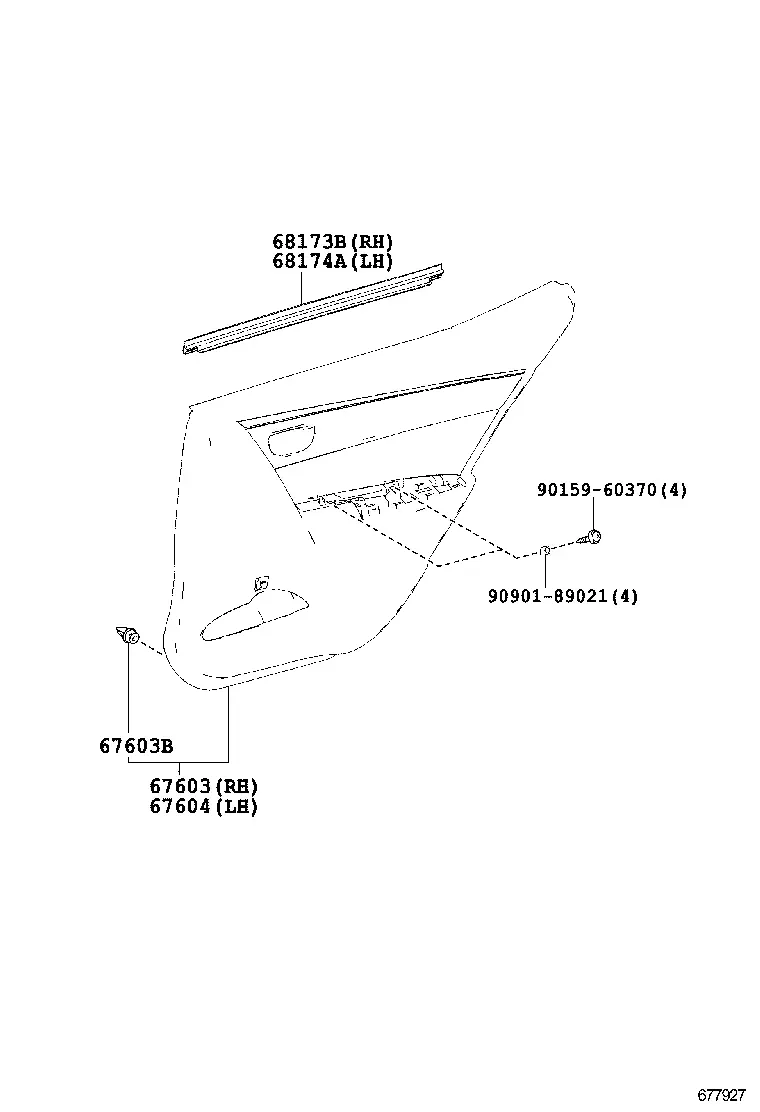 Rear Door Panel and Glass diagram