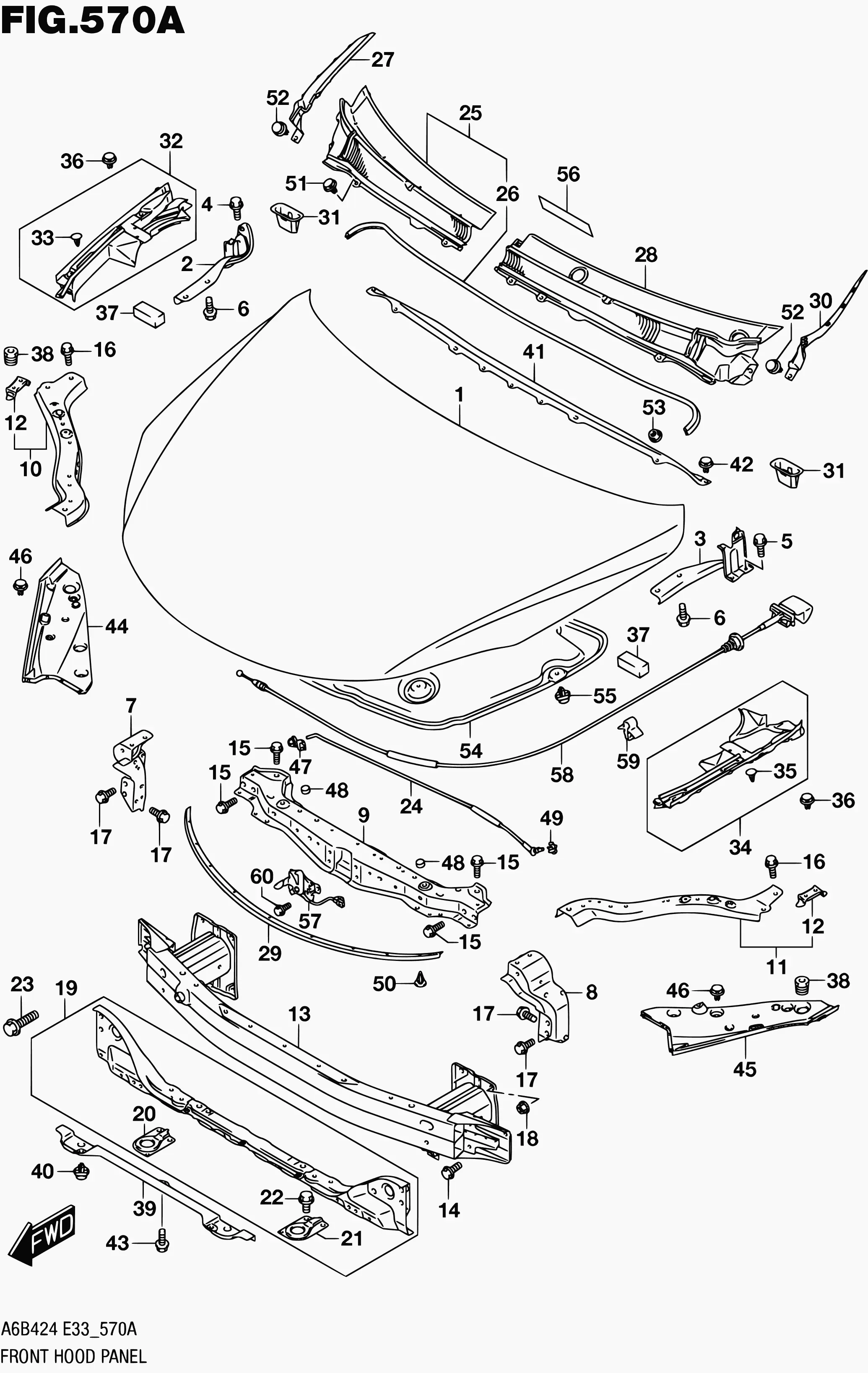 Hood Panel and Cowl diagram