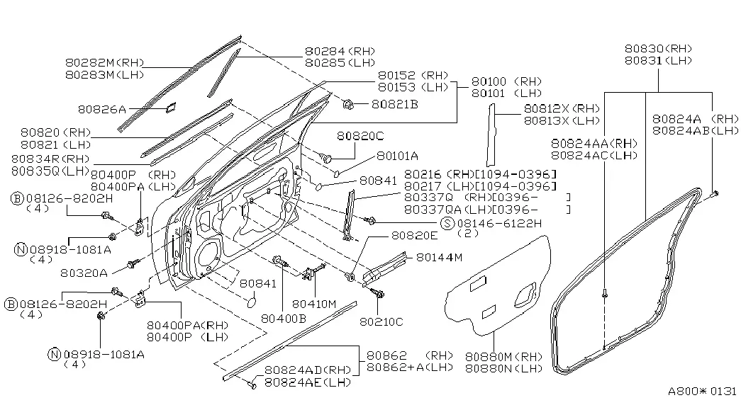 Front Door Panel and Hardware diagram