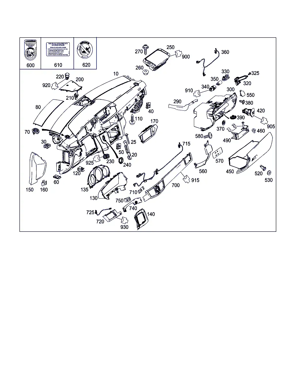 Dashboard and Glove Box diagram