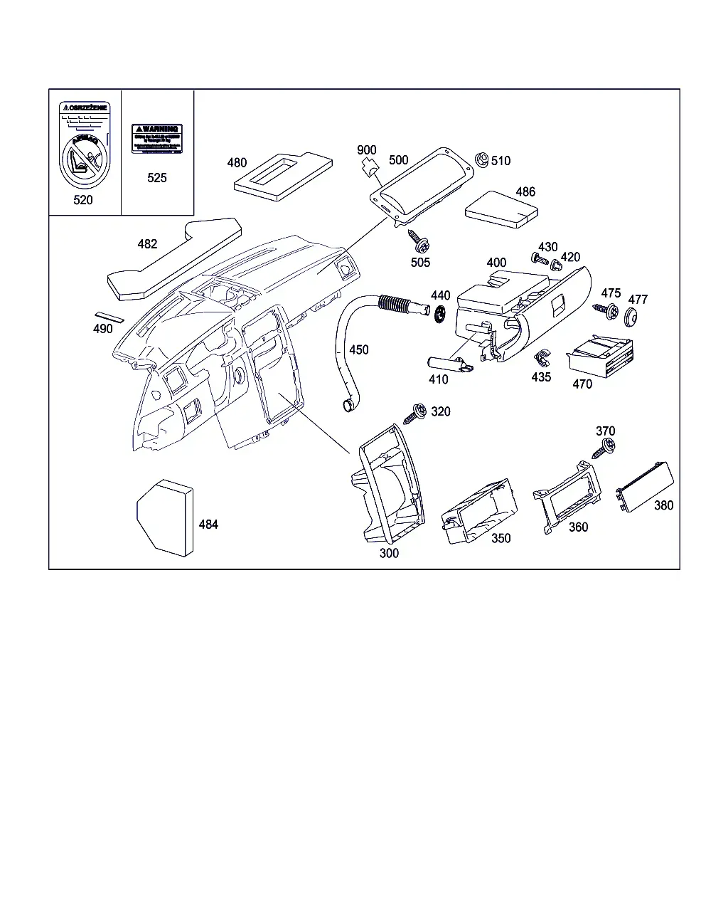 Dashboard and Glove Box diagram