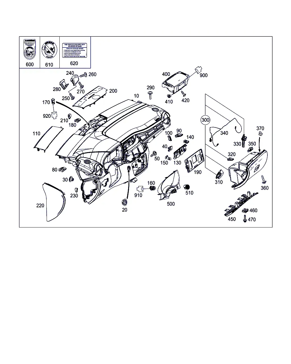Dashboard and Glove Box diagram