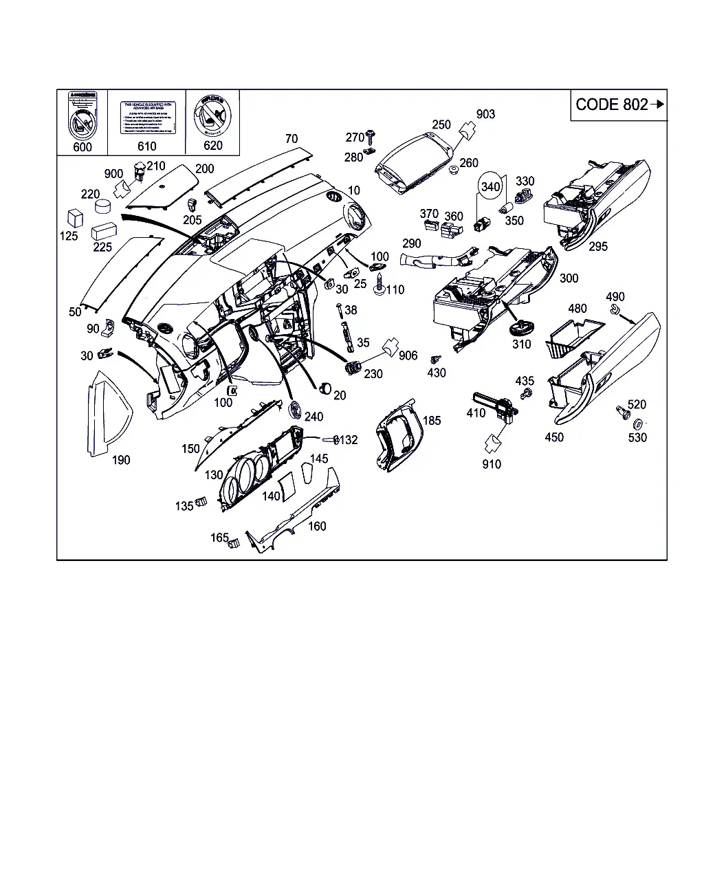 Dashboard and Glove Box diagram