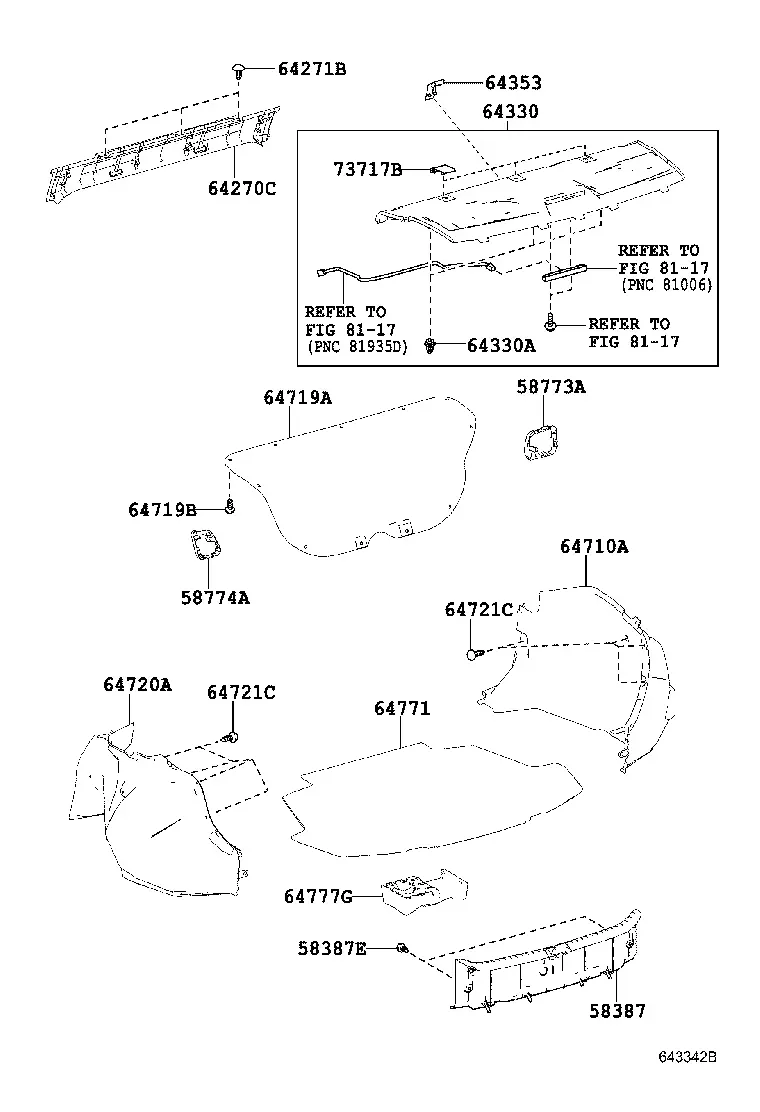 Package Tray Panel and Luggage Compartment Trim diagram