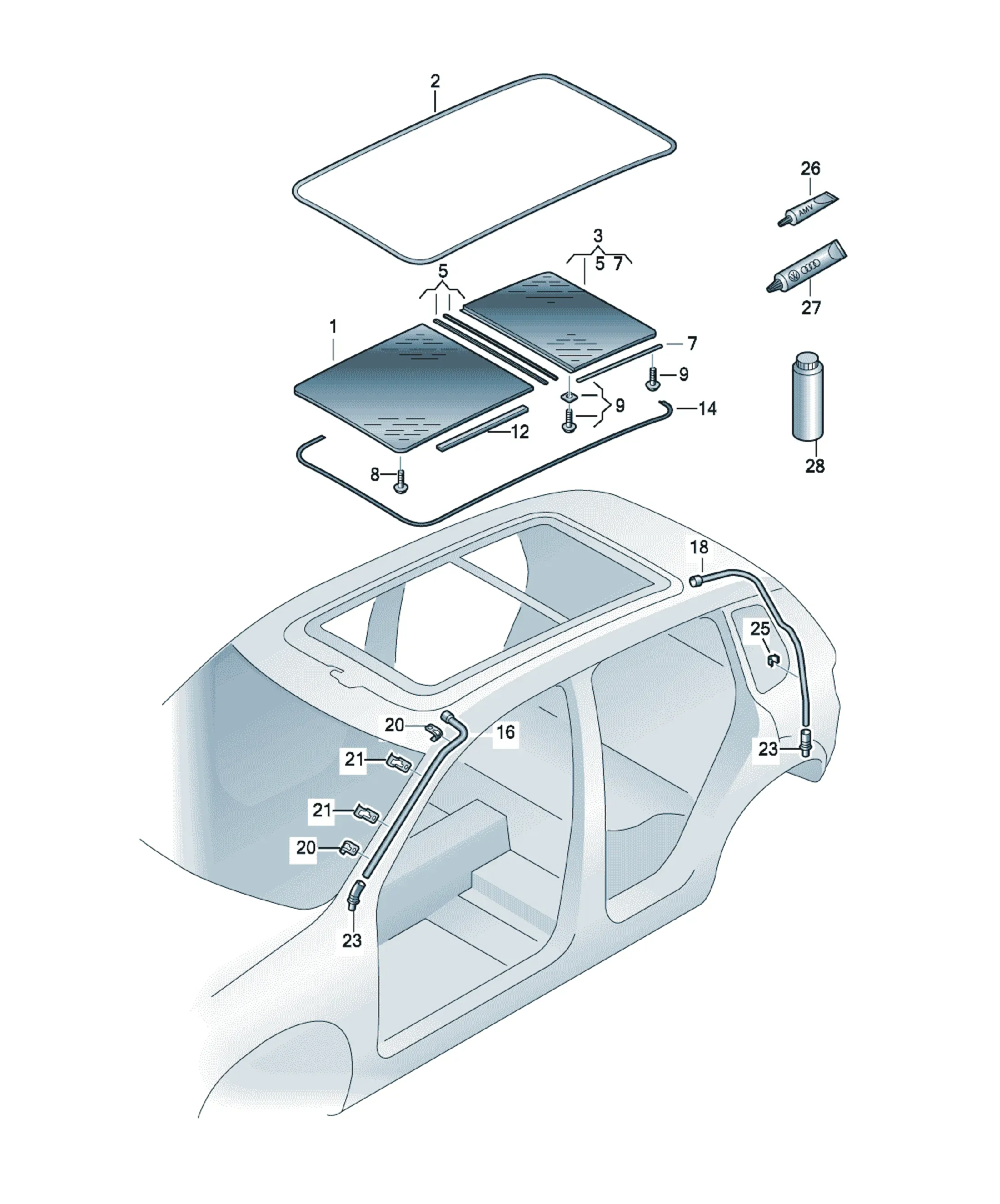 Panoramic sunroof diagram
