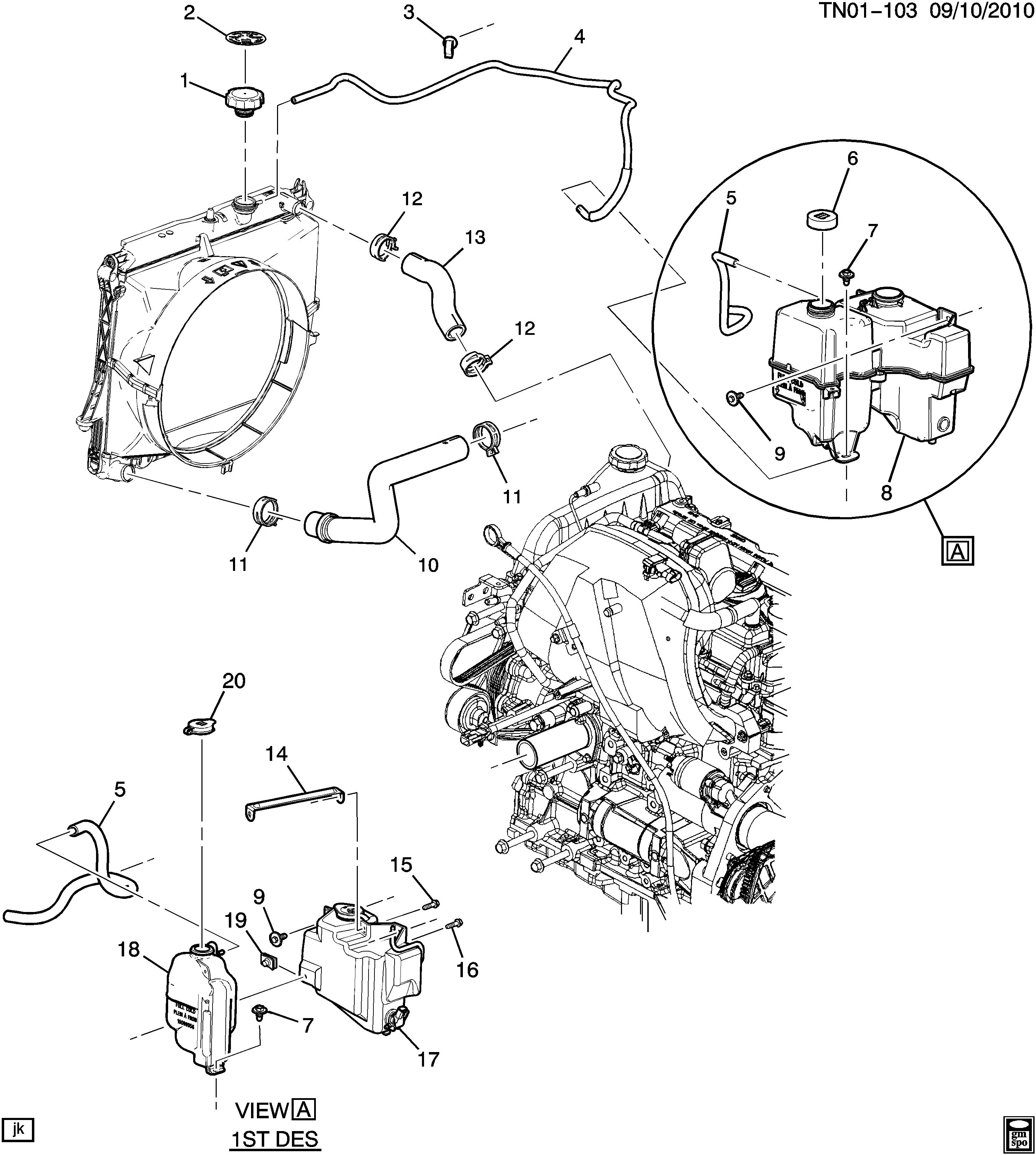 Radiator Hoses and Recovery Reservoir diagram