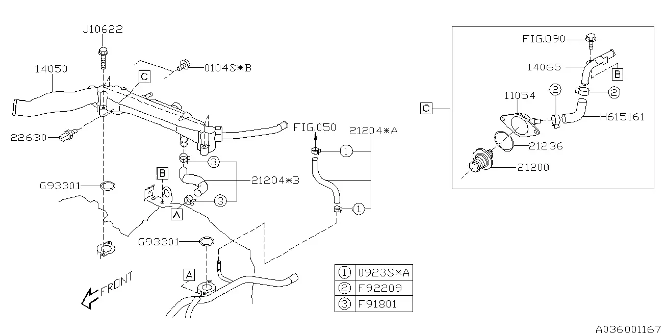 Engine Cooling Water Pipes and Thermostat diagram