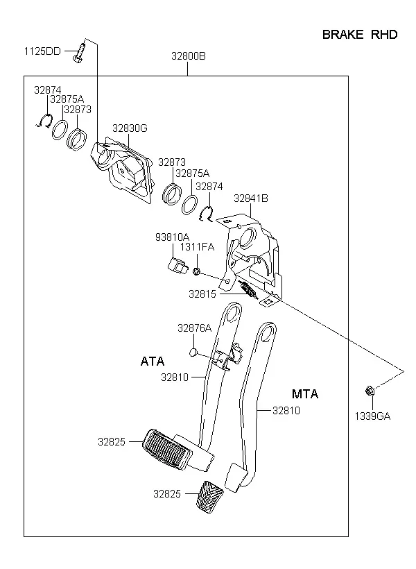 Brake and Clutch Pedals diagram