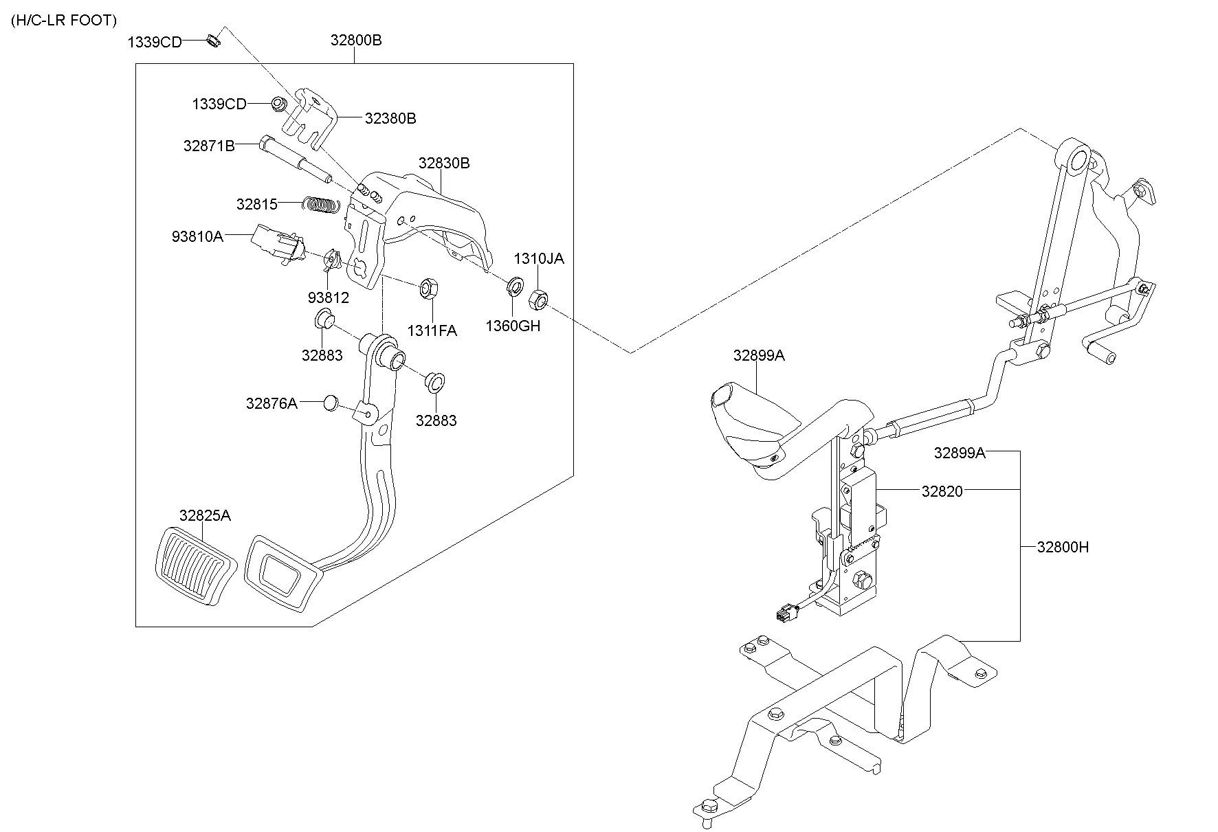 Brake and Clutch Pedals diagram