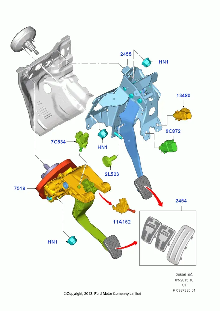Brake and Clutch Pedals diagram