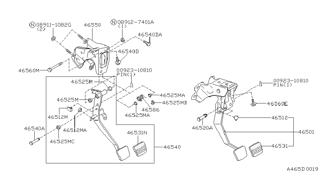 Brake and Clutch Pedals diagram