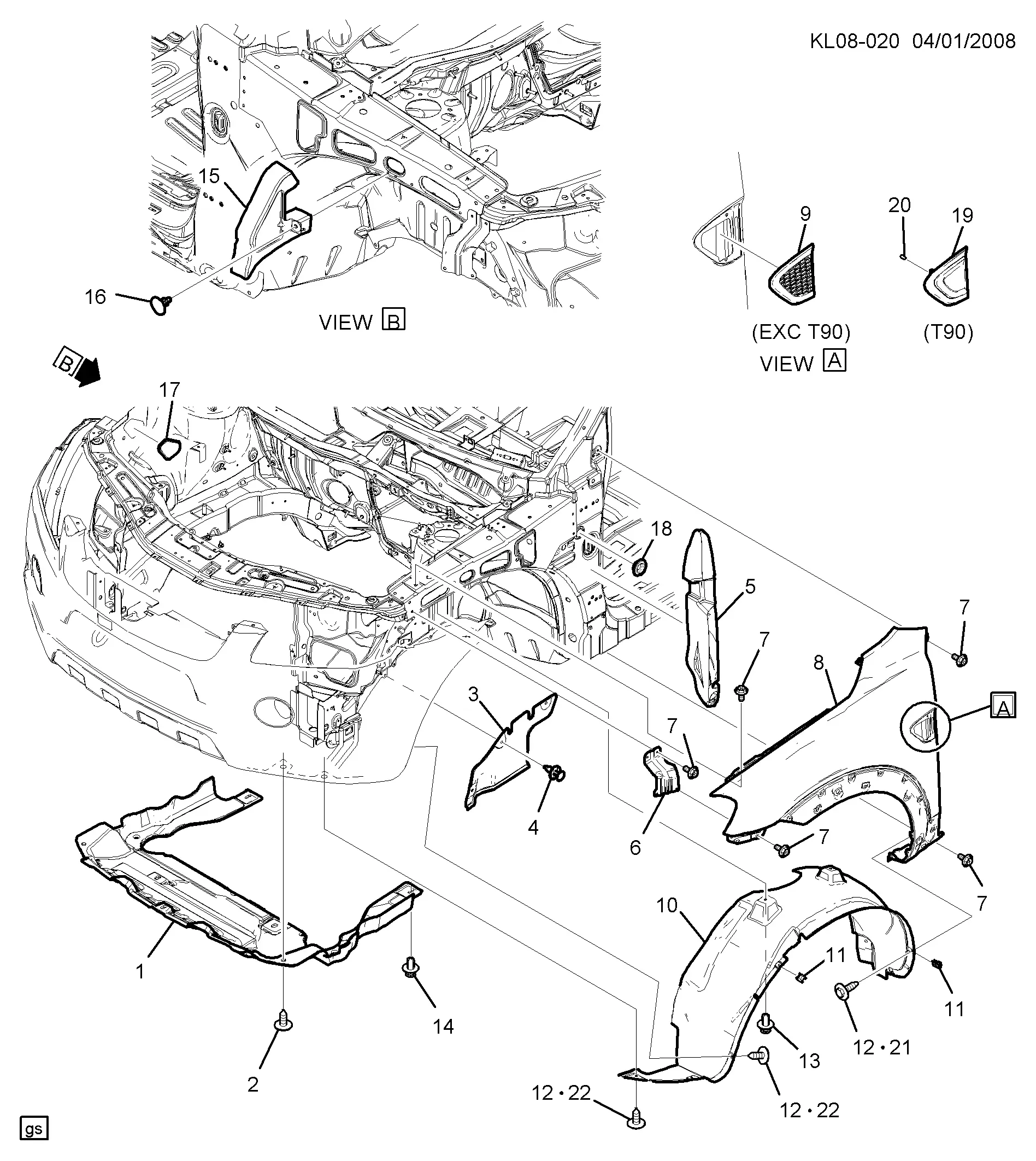 Front Fender and Wheelhouse diagram