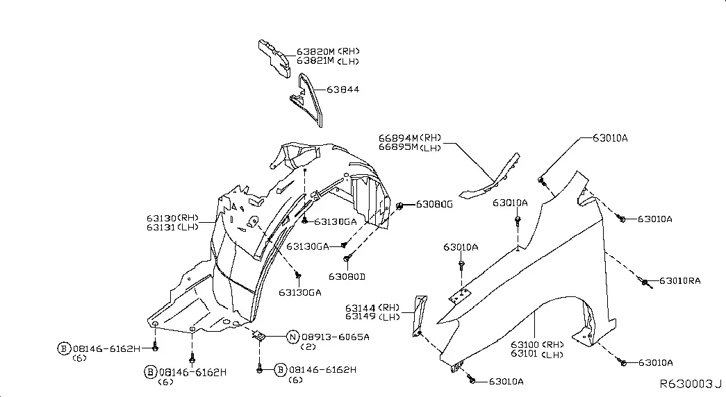 Front Fender and Mounting diagram
