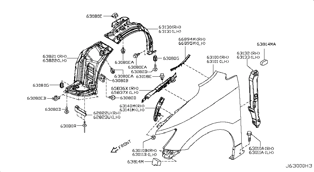 Front Fender and Mounting diagram
