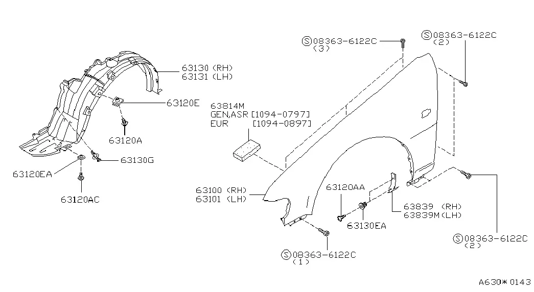 Front Fender and Mounting diagram