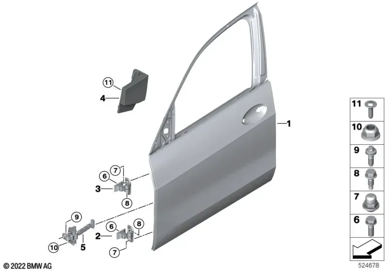 Передние двери, петли и ограничители diagram