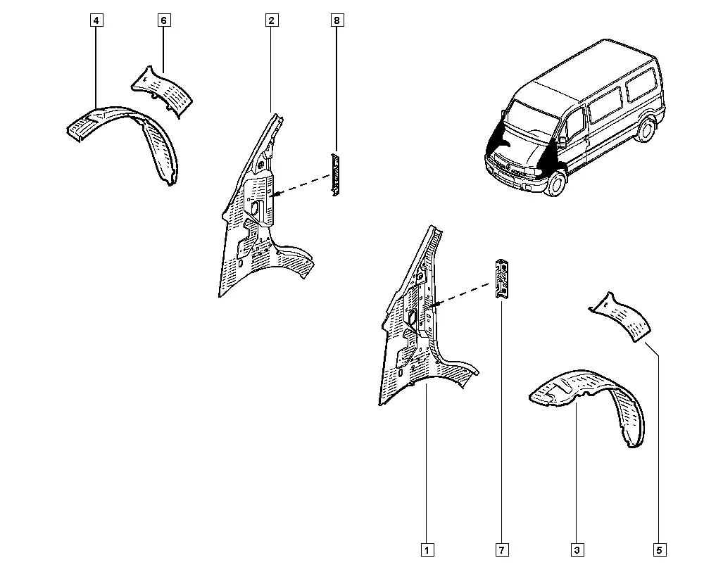 Front Fenders and Wheel Arch Liners diagram