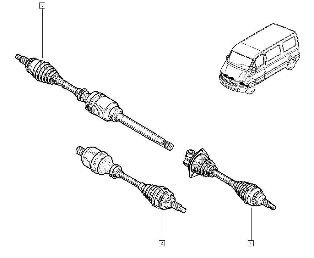 Front Drive Shafts and Axles diagram