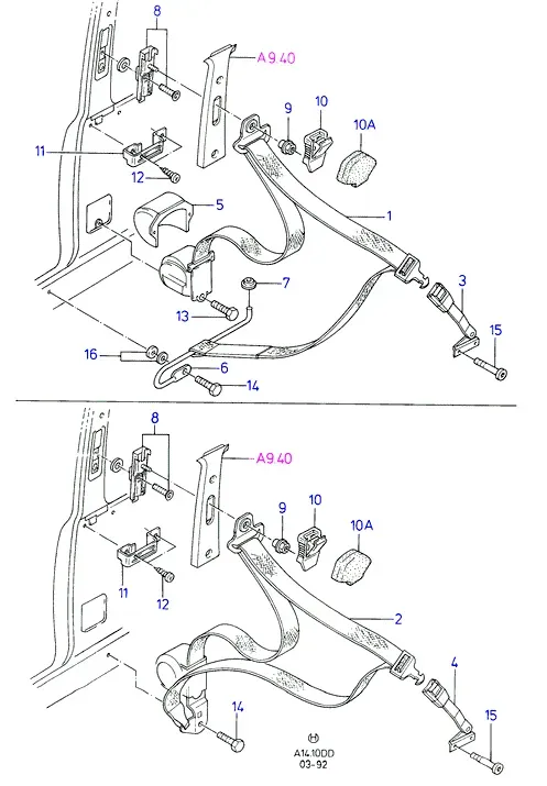 Front Seat Belts diagram