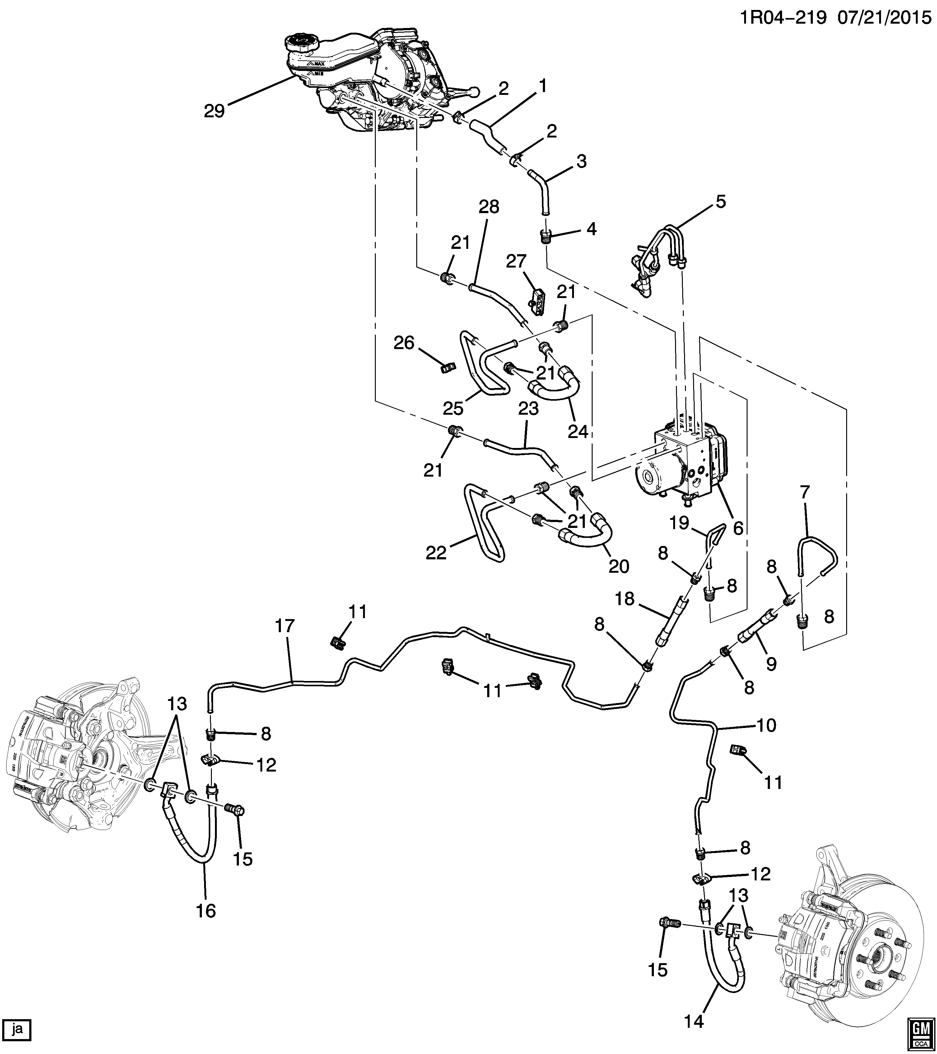 Front Brake Hoses and Pipes diagram