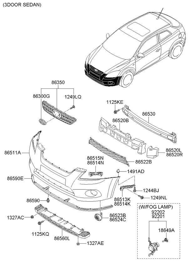 Передний бампер diagram