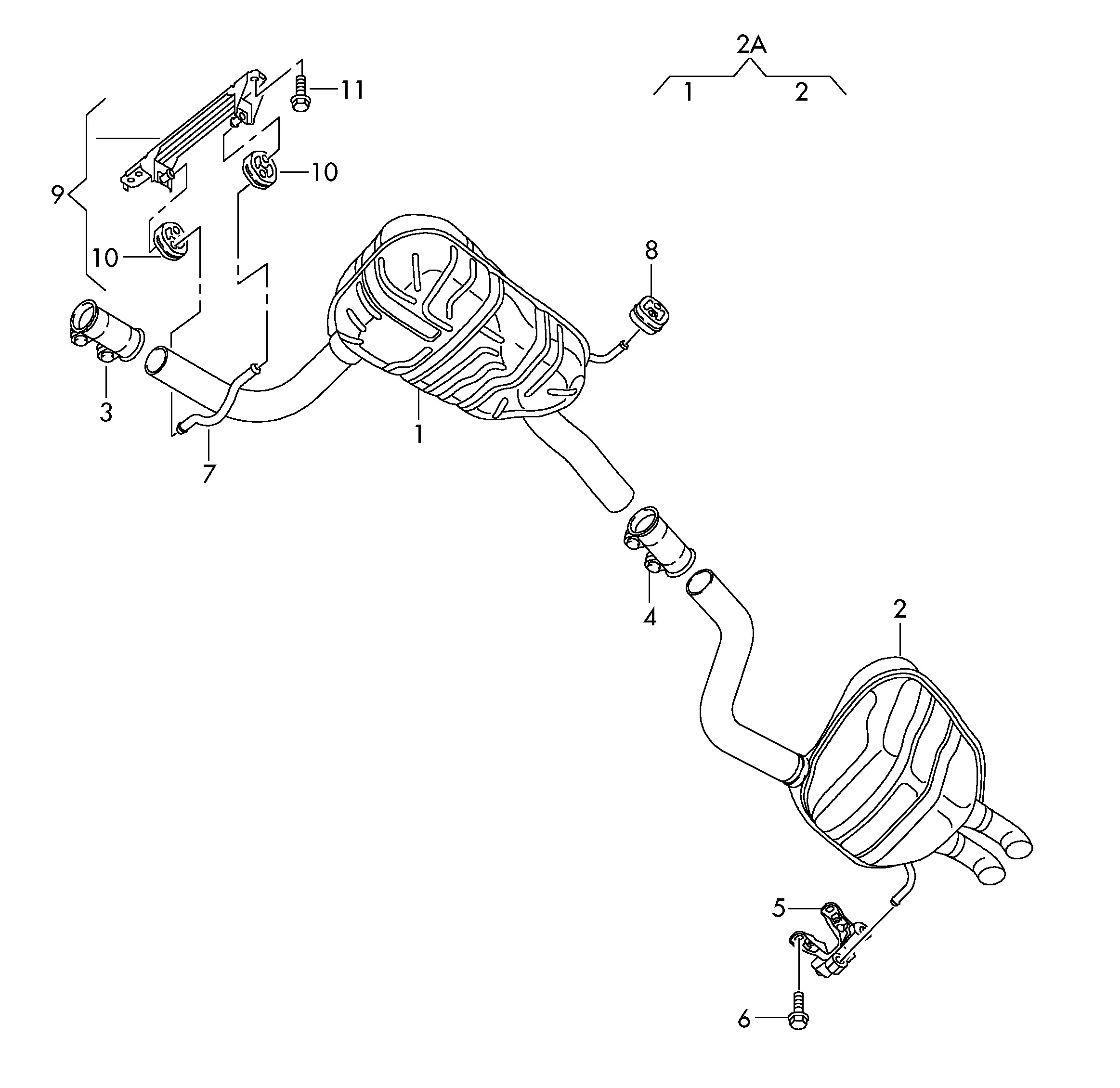 Front and Rear Mufflers diagram