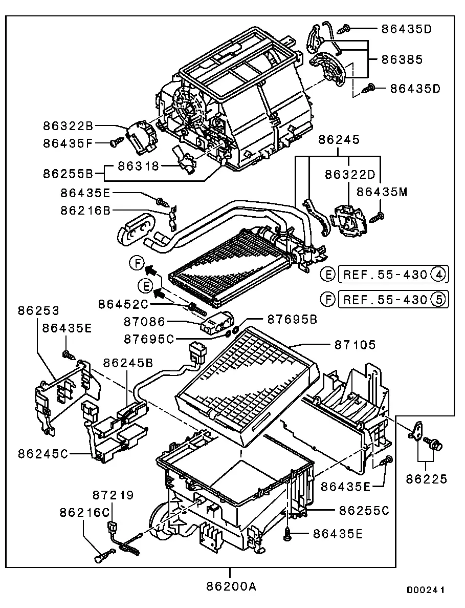 Front Heater and Evaporator diagram