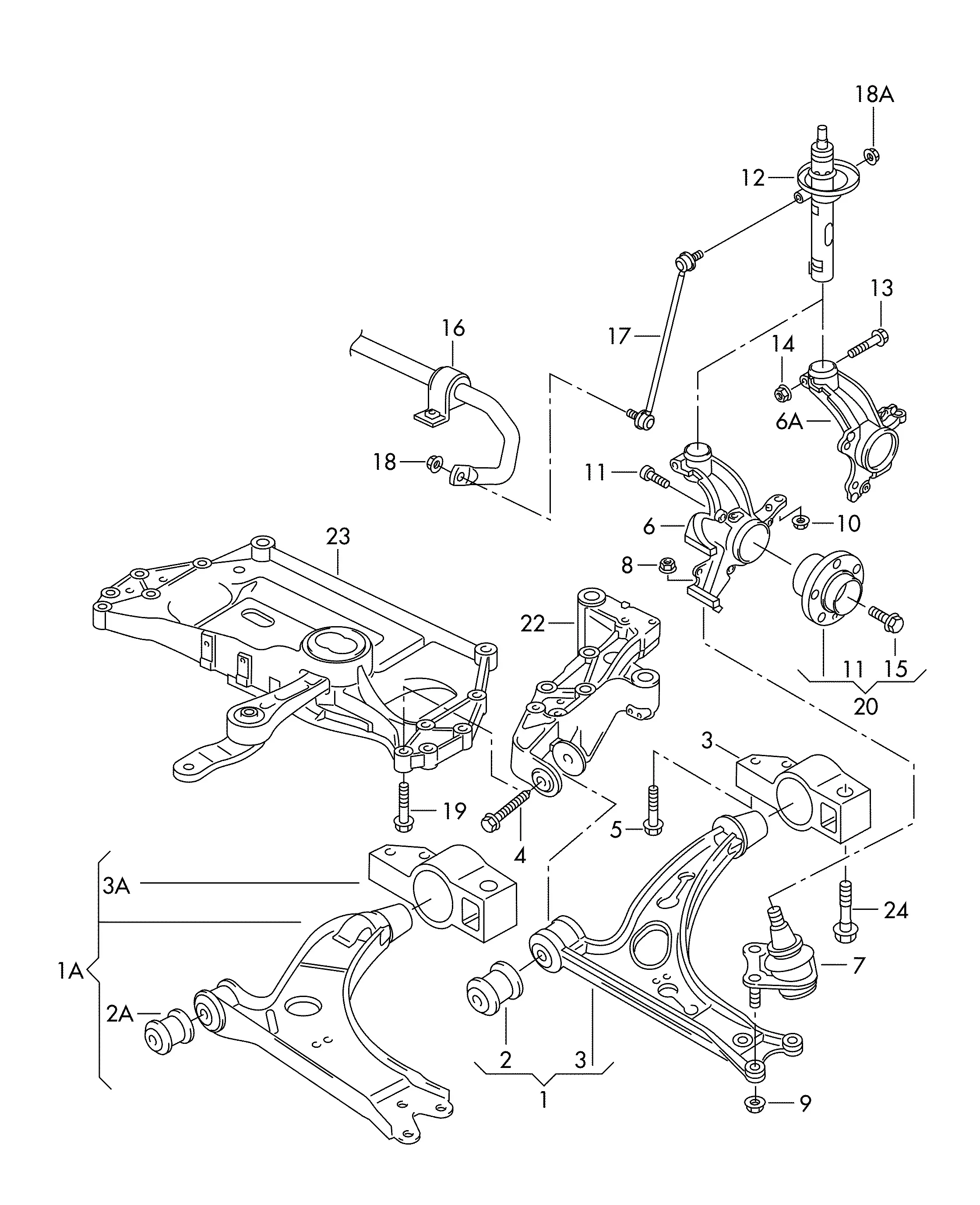 Front Control Arm and Stabilizer diagram