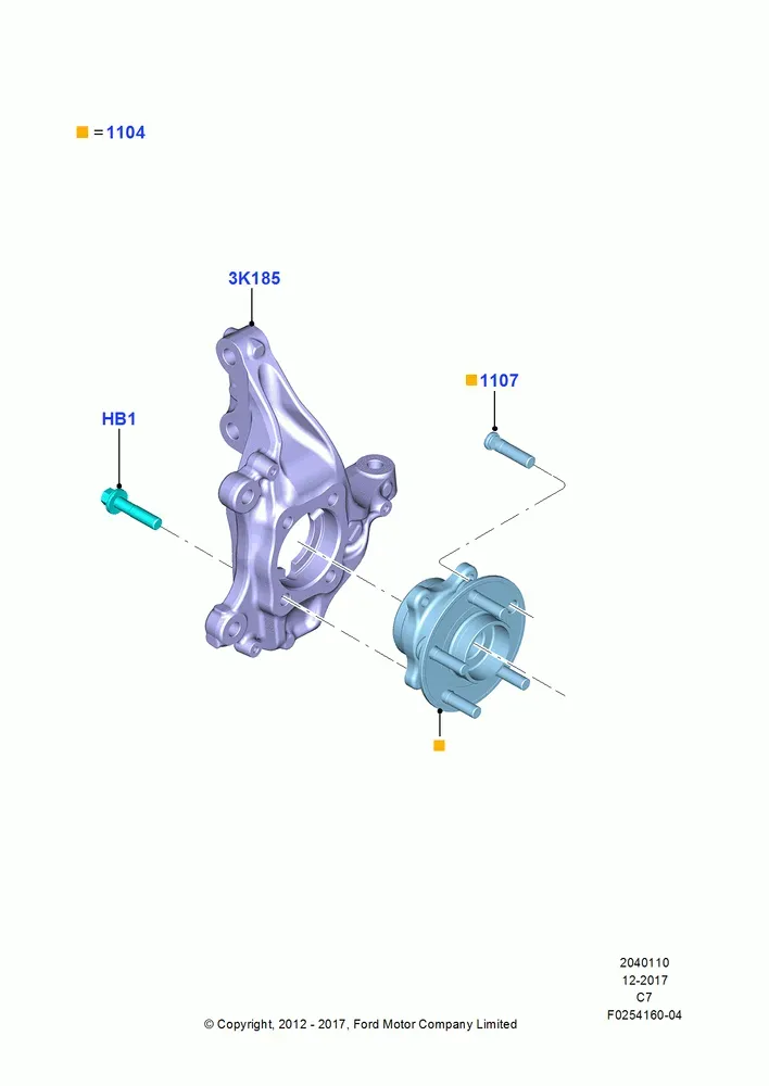 Передний поворотный кулак и ступица diagram