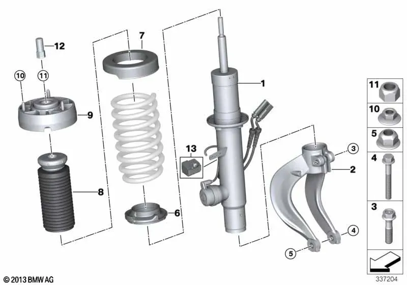 Передняя амортизационная стойка diagram