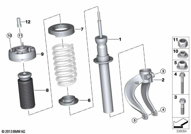 Front Shock Strut and Components diagram