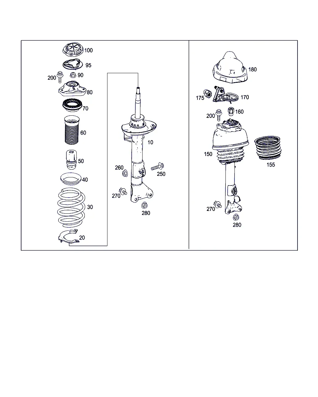 Front Shock Strut and Mounting diagram