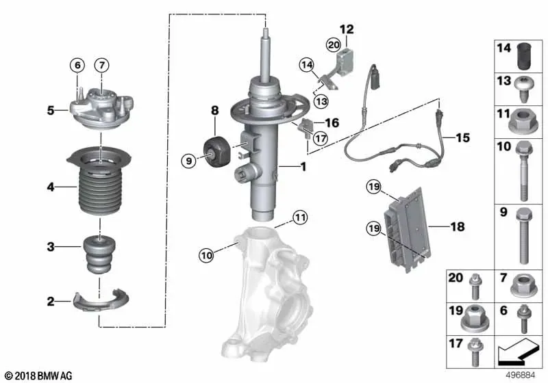 Front VDC Shock Absorber Strut diagram