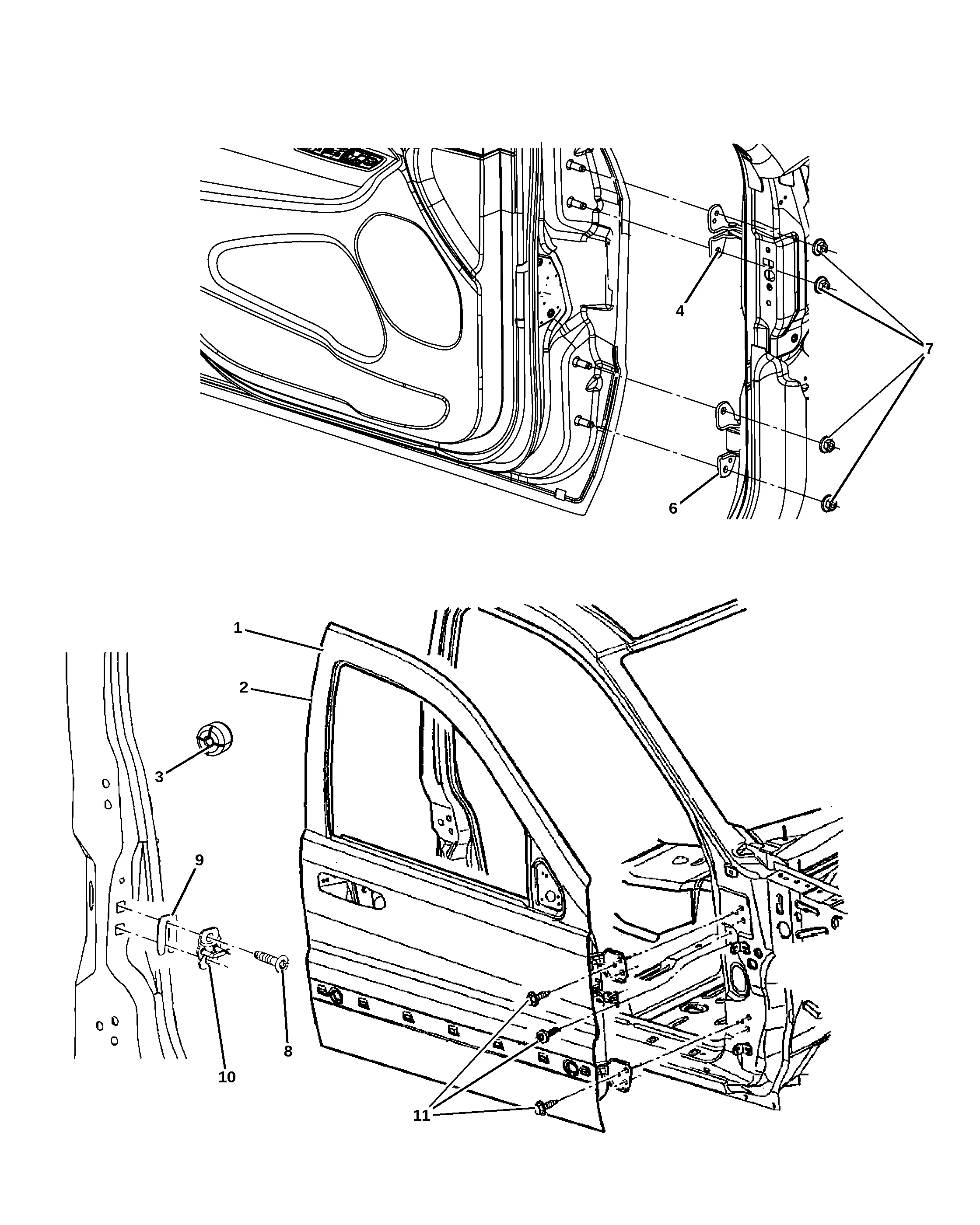 Front Door Shell and Hinges diagram
