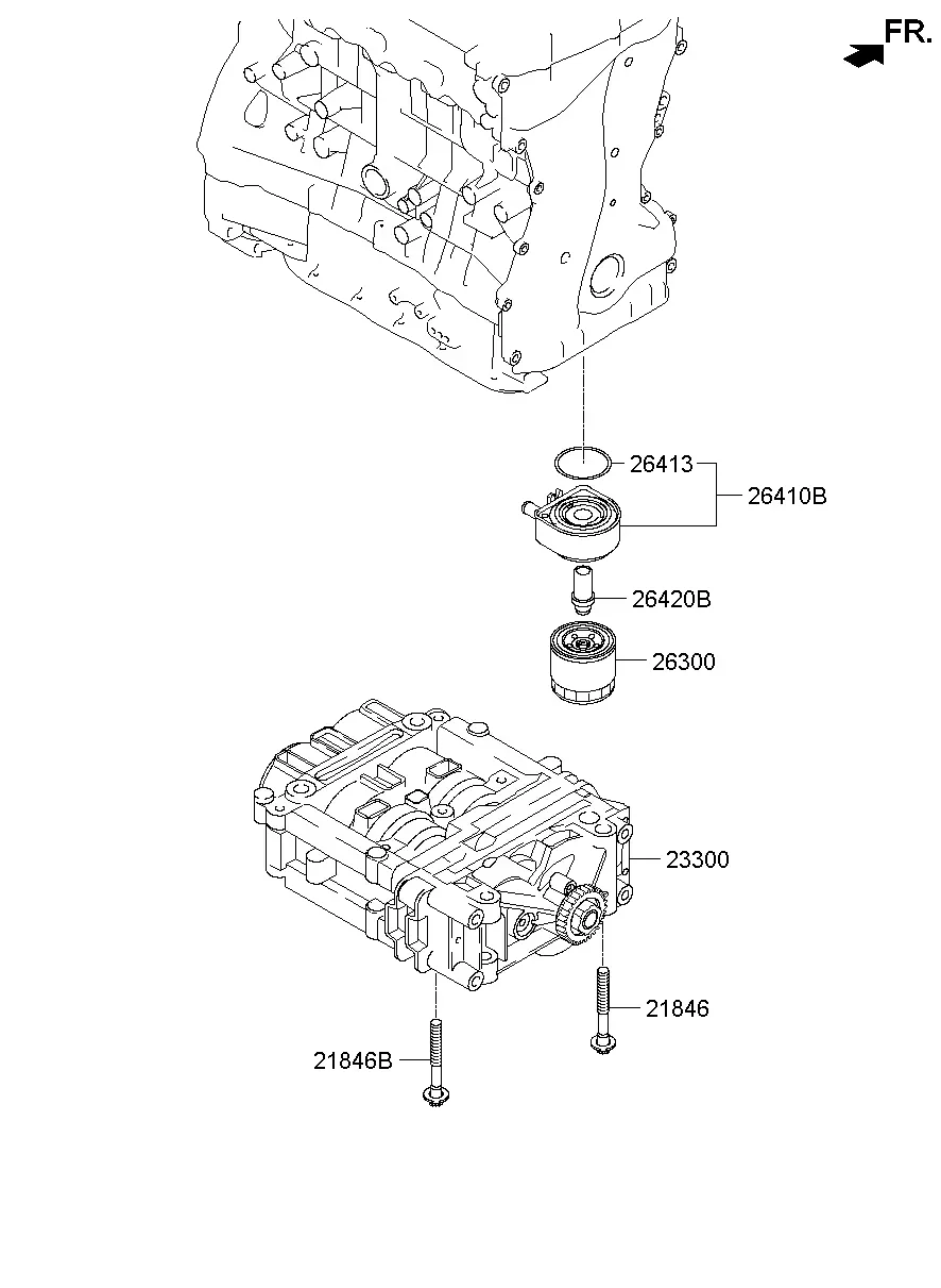 Engine Front Cover & Oil Filter diagram