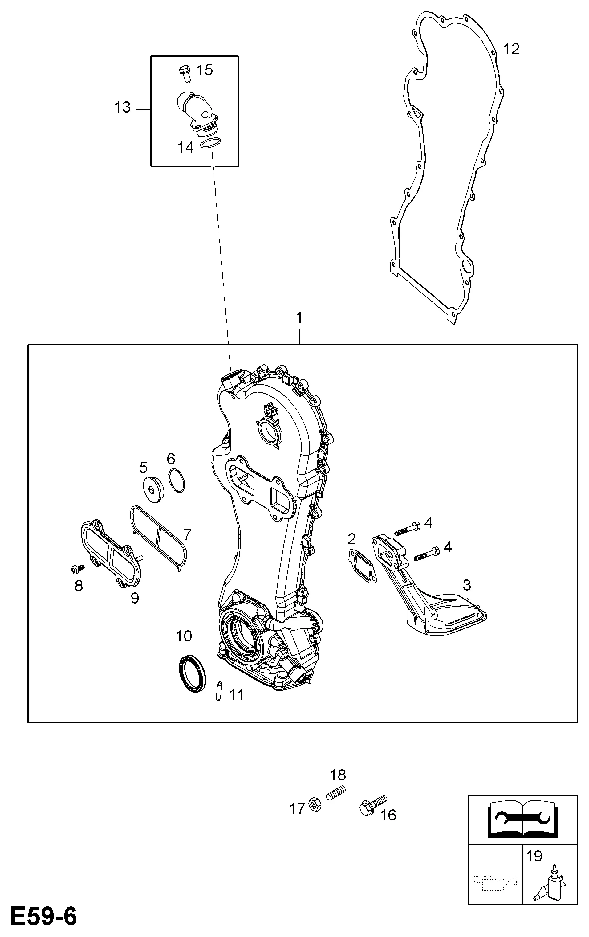 Engine Front Cover and Oil Pump diagram