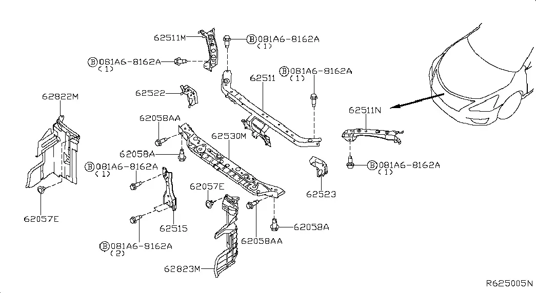 Front Apron and Radiator Support diagram