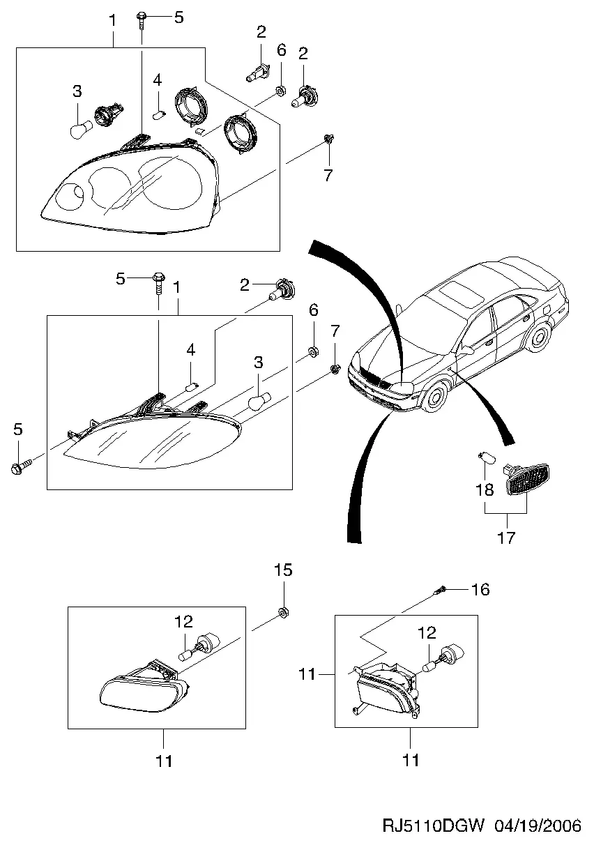 Front Lights diagram