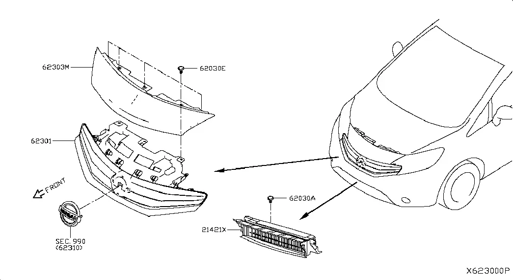 Front Grille and Radiator Shutters diagram