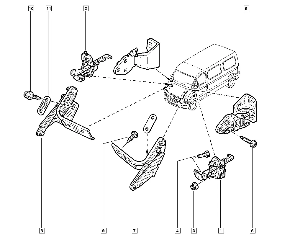 Door and Hood Hinges diagram