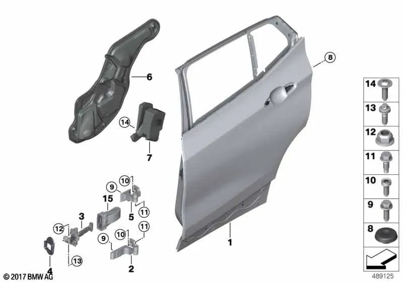 Петли и ограничитель задней двери diagram