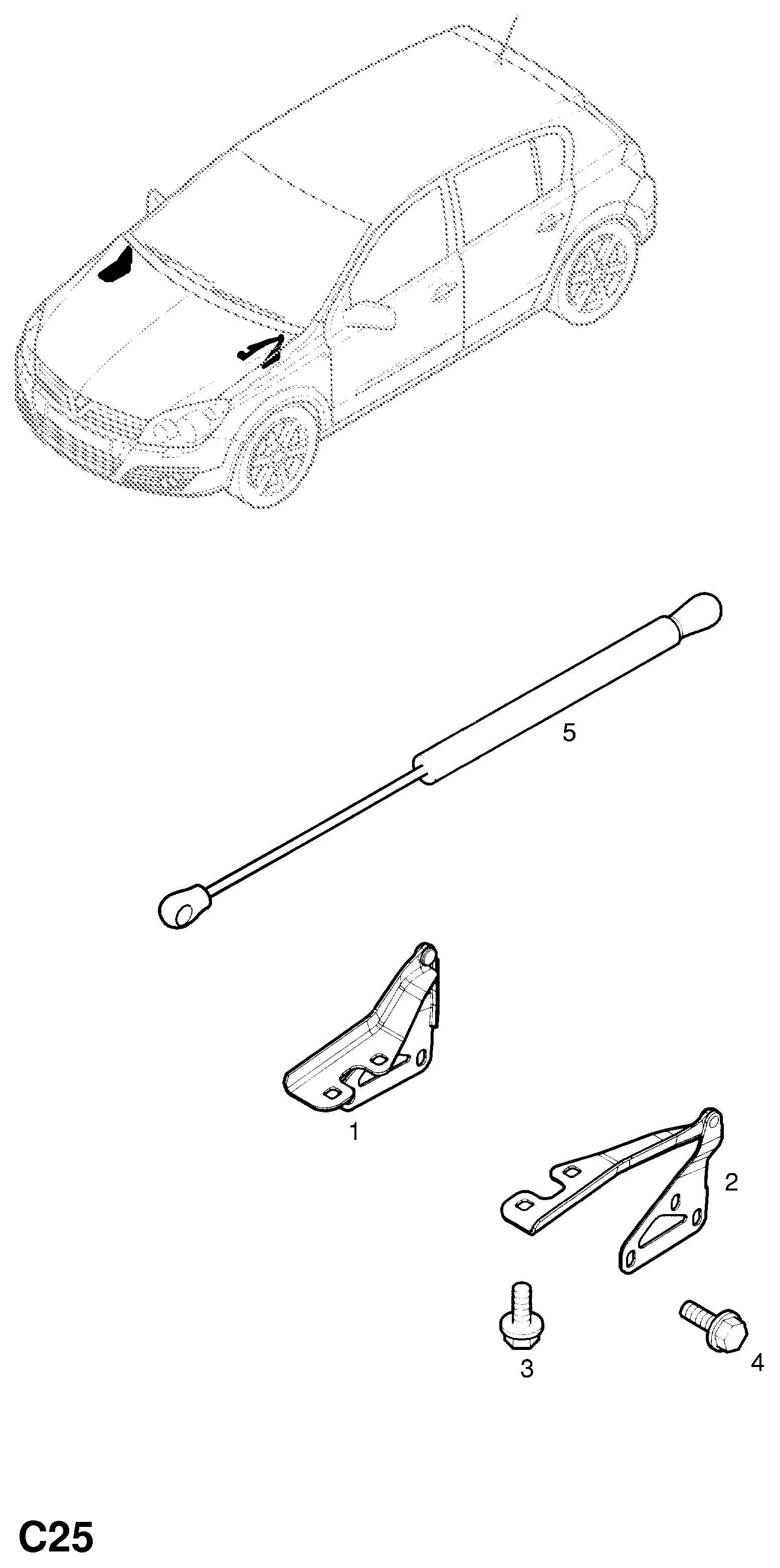 Hood Hinges and Struts diagram